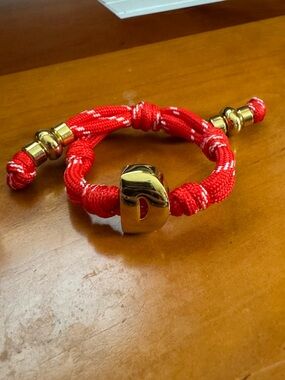 BaubleBar Red Cord Bracelet with Gold 'D' Charm